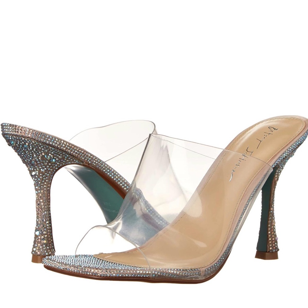 Betsey Johnson Rhinestone AB Embellished Heels Sandals